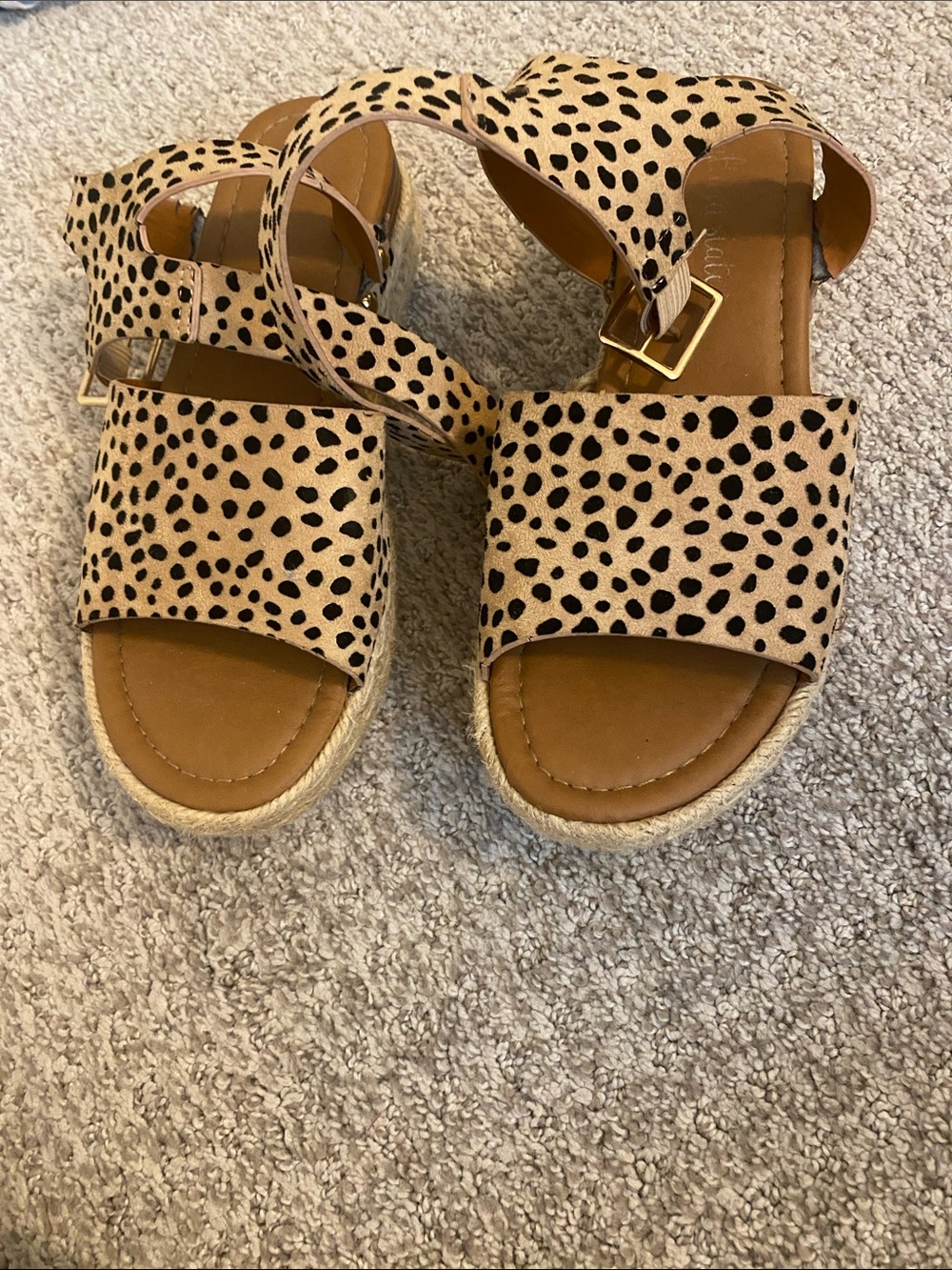 Women’s Leopard Print Tan Espadrille Sandals Size 7
